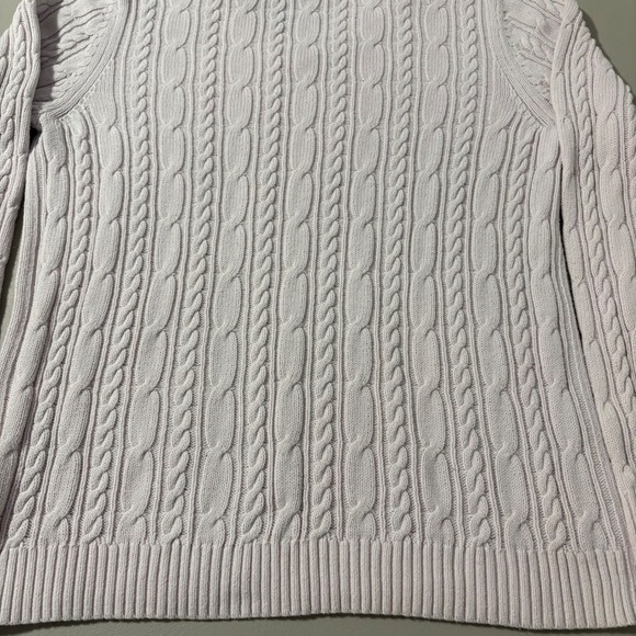Croft & Barrow Womens Pink Cable Knit V Neck Sweater Size L Cotton Comfy - Picture 9 of 9